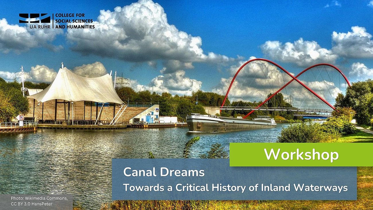 Collage with a photo of the Rhein-Herne Canal in Gelsenkirchen