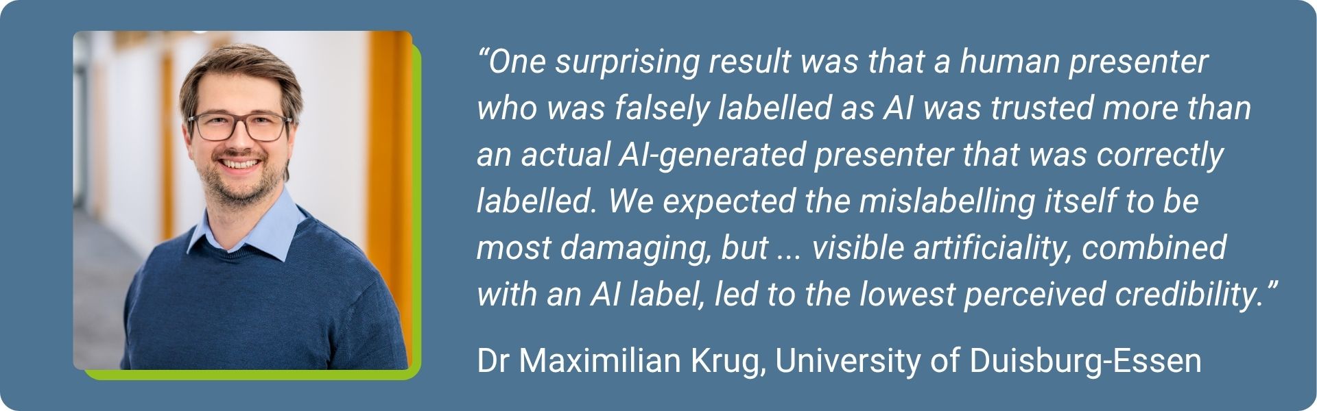 graphic with citation from interview and photo of Maximilian Krug