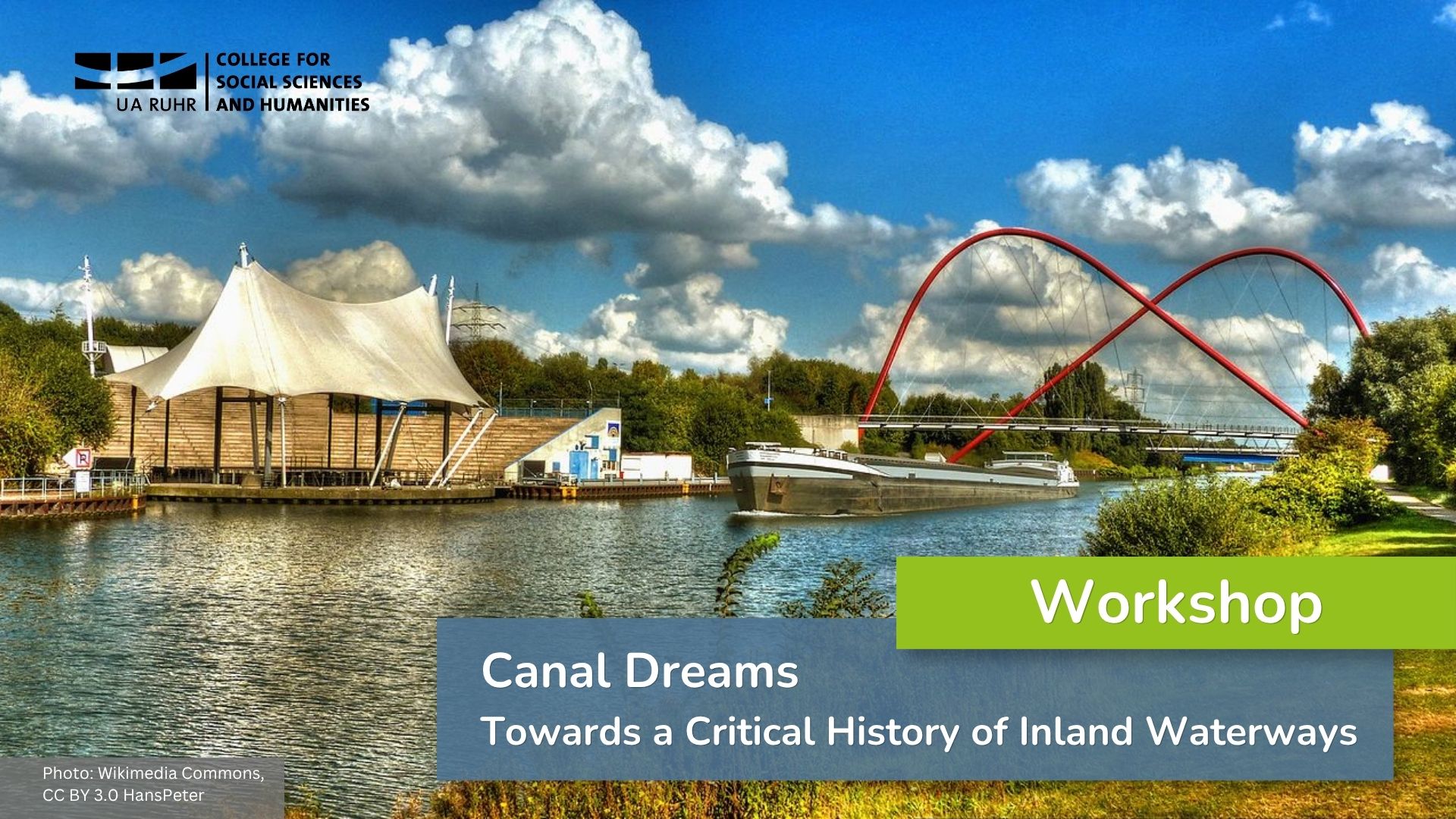 Collage with a photo of the Rhein-Herne Canal in Gelsenkirchen