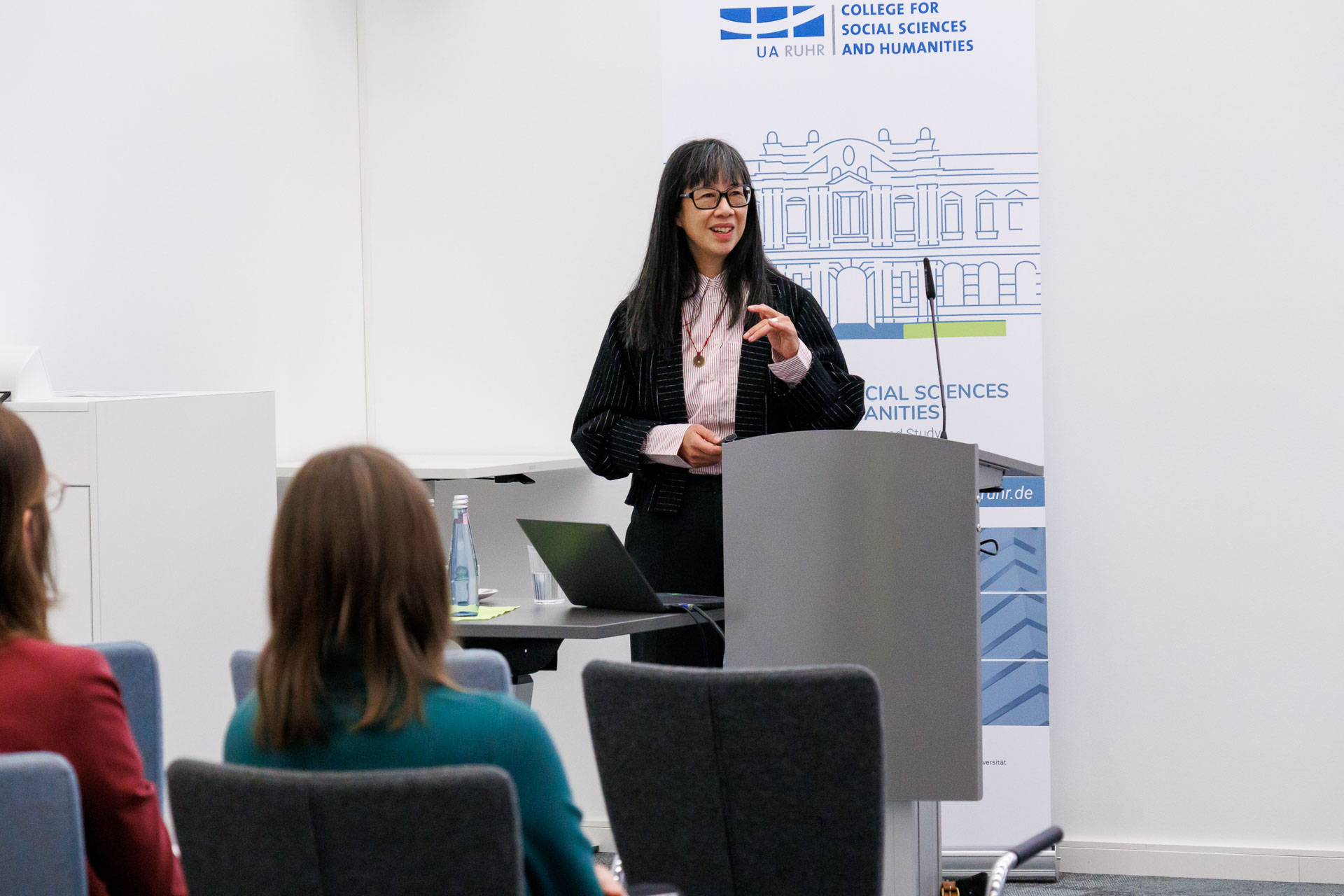 photo from the workshop 'Ethnic-Racial Socialisation', Linda Juang giving the keynote speech