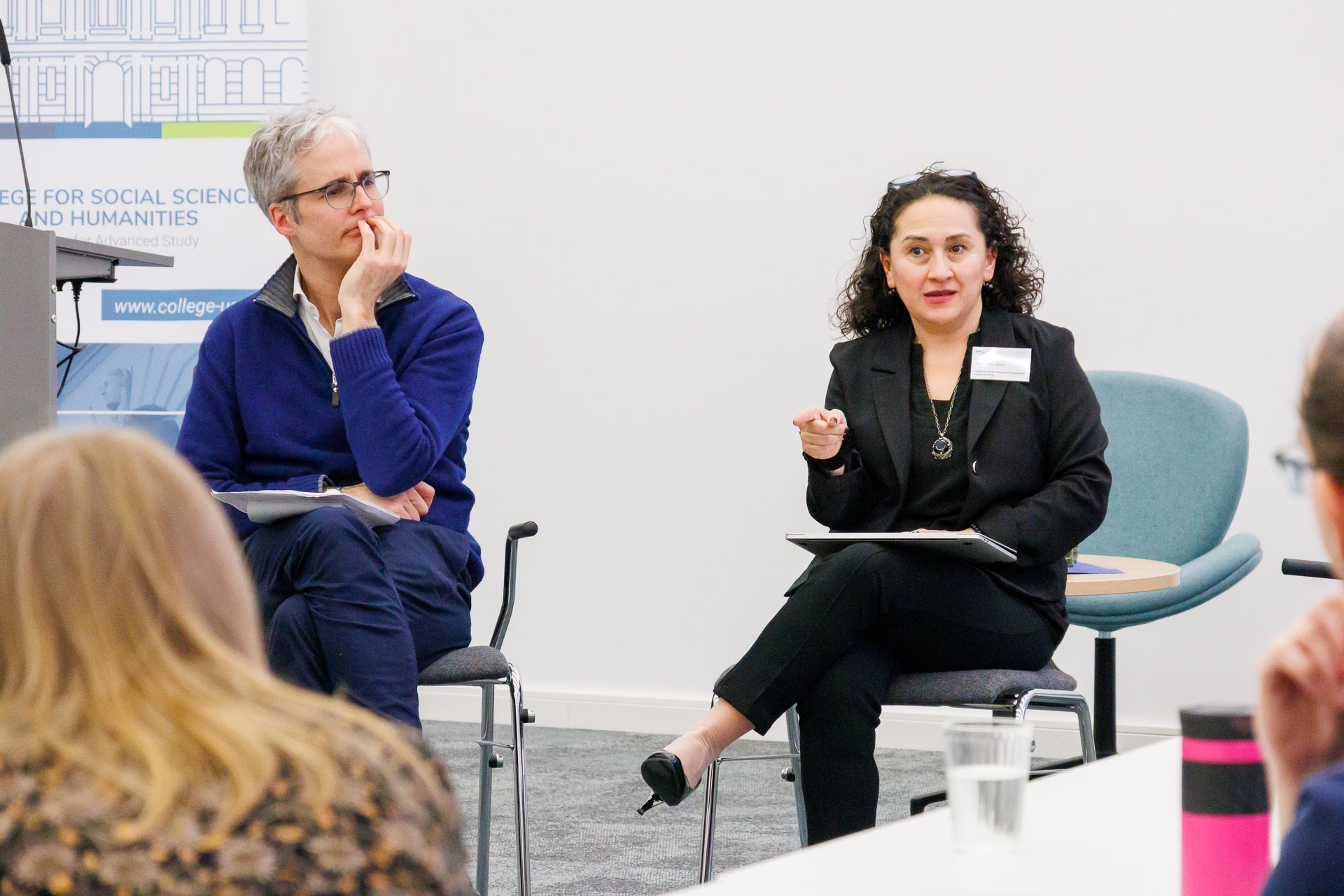 photo from the workshop 'Ethnic-Racial Socialisation', the two convenors sitting in front of the others, one talking